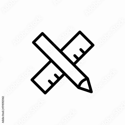 pencil ruler cross icon sign vector
