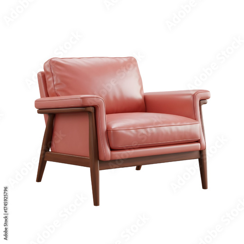 rosy leather lounge chair, isolated design icon, 3d illustration isolated on white background
