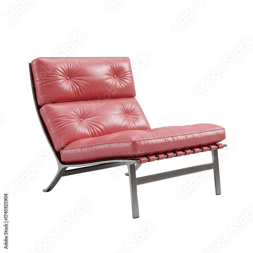 rosy leather lounge chair, isolated design icon, 3d illustration isolated on white background