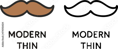 Modern Thin Mustache Icon Vector Illustration.