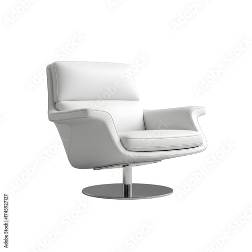 White leather chair, isolated design icon, 3d illustration isolated on white background