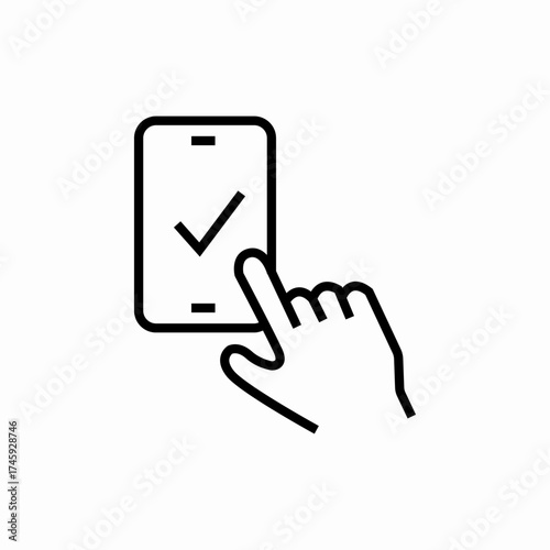 phone tap check mark icon sign vector