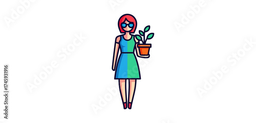 Woman holding potted plant showing eco-consciousness and green living ideal for sustainable lifestyle blogs environmental awareness or urban gardening concepts.