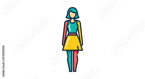 Woman wearing color block outfit showcasing individuality and modern style perfect for fashion blogs and diverse representation in advertising.