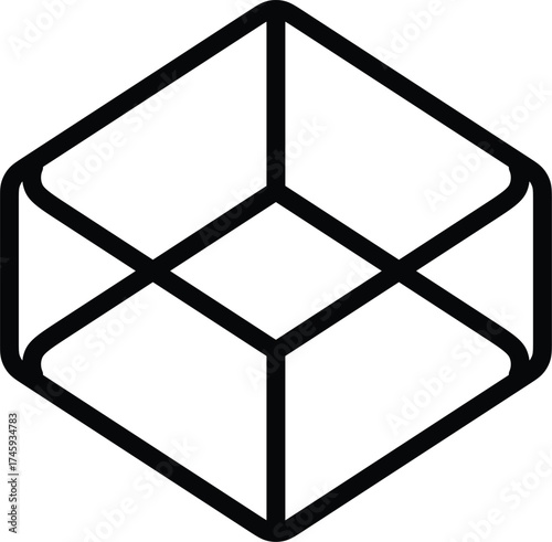 Vector art of cube icon representing 3d modeling and rendering