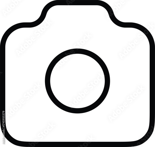 Vector art of minimalist outline icon of a camera