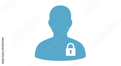 Secure personal data protecting identity with digital security on an individuals silhouette perfect for illustrating online safety and privacy.