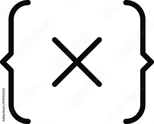 Vector art of cross inside curly brackets for multiplication
