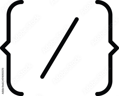 Vector art of slash inside curly brackets for division sign