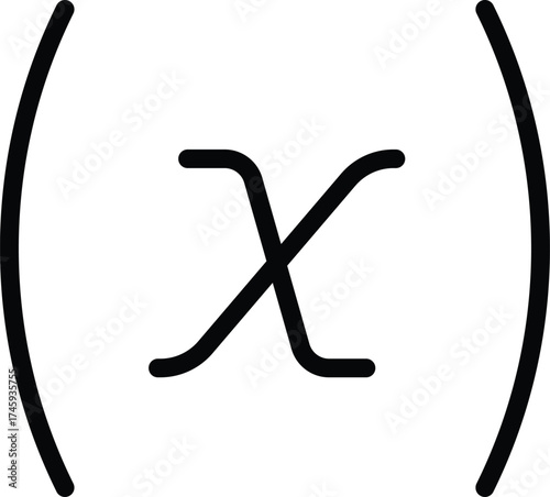 Vector art of mathematical expression with x between parentheses