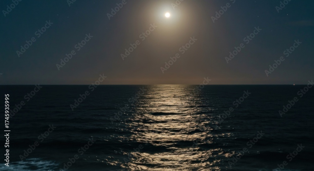Obraz premium Moonlight reflecting on a dark ocean