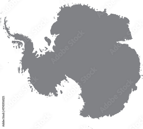 Antarctica Map in Grey (Continent Outline, Editable Vector Illustration)