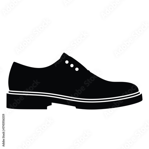 Classic black oxford shoe simple icon for fashion and business -  icon vector illustration - Logo vector icon symbol stock illustration