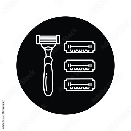 Line art icon of razor and replacement blades for grooming -  icon vector illustration - Logo vector icon symbol stock illustration