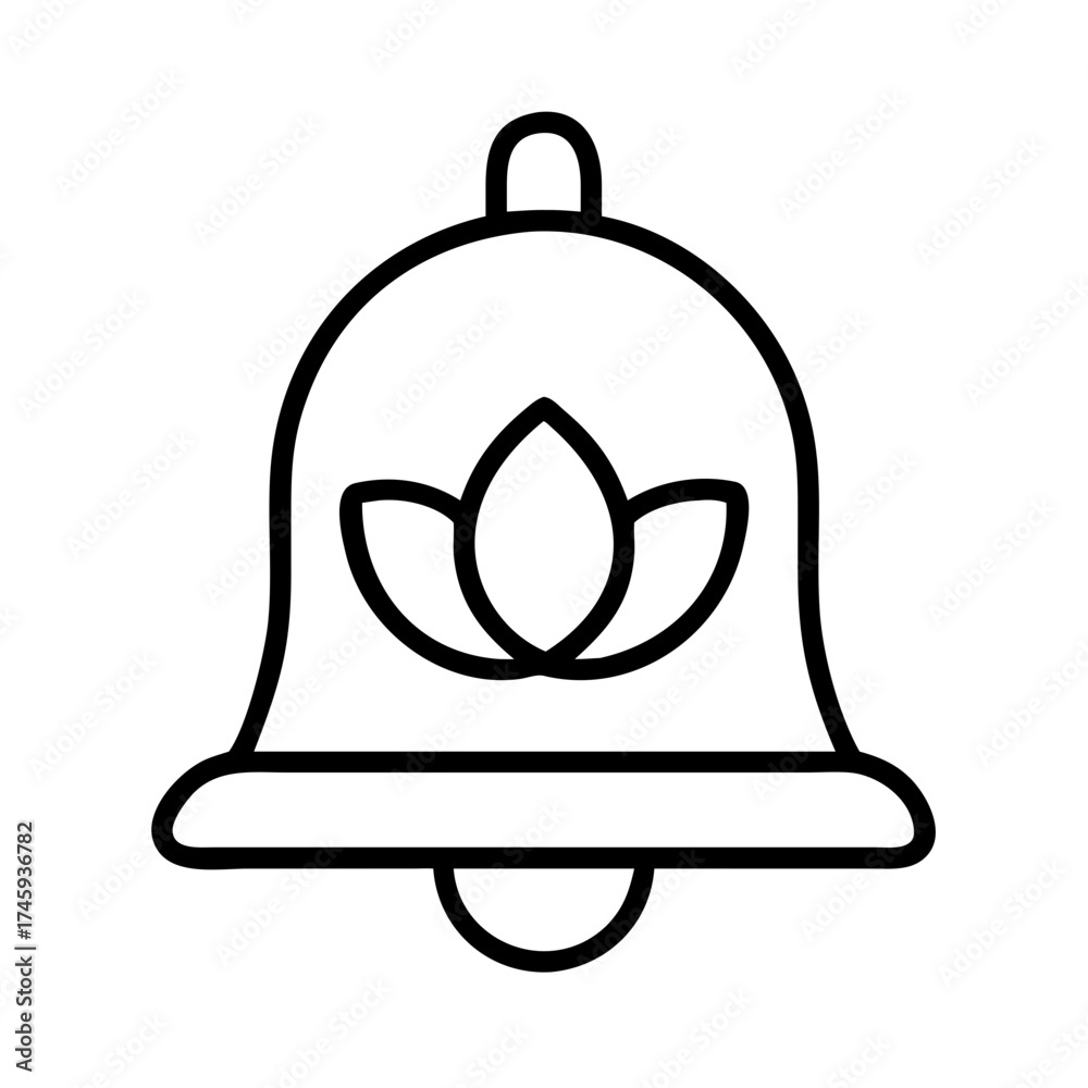 Obraz premium Vector art of a serene notification bell adorned with a lotus flower, symbolizing mindfulness, tranquility, and a gentle reminder