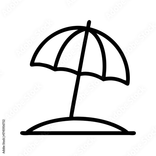 Vector art of beach umbrella icon summer vacation symbol vector illustration of a simple line art beach umbrella on