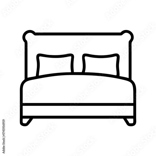 Vector art of elegant bed with pillows, a luxurious and comfortable piece of furniture for a restful nights sleep in a classic style