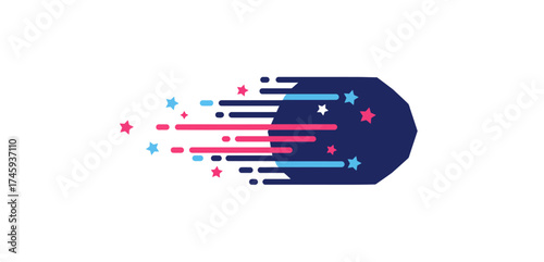 speed of light logo abstract shooting star effect with geometric shapes for science blog header illustrating innovation and future technology trends