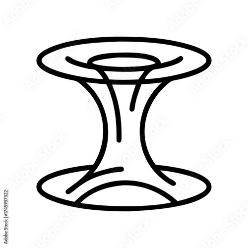 Vector art of conceptual wormhole illustration, depicting a theoretical passage through spacetime, linking two separate points in space