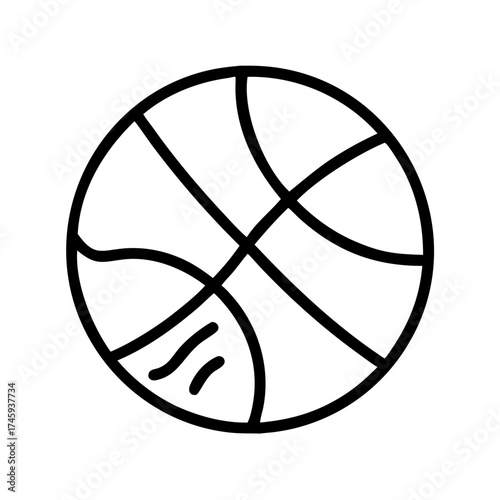 Vector art of a simple black and white line drawing of a basketball, perfect for sportsthemed designs and educational materials