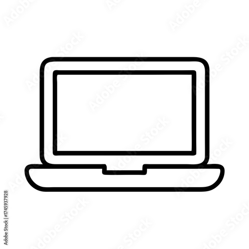 Vector art of laptop line icon portable computer symbol notebook outline vector sign modern electronic device illustration