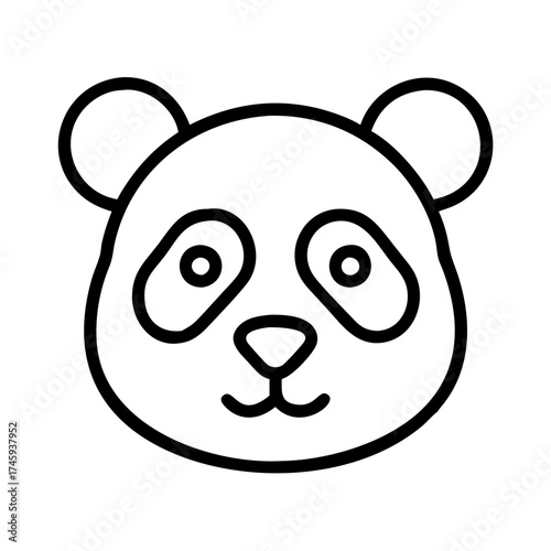 Vector art of charming panda face illustration, highlighting its distinctive eye patches and endearing smile, ideal for educational and playful projects