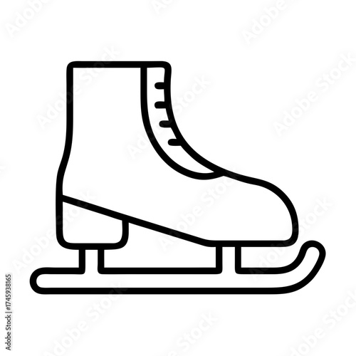 Illustration of an ice skate, representing winter sports, figure skating, and recreational ice skating activities