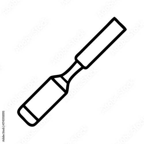 Vector art of chisel line icon carpentry tool, woodworking equipment, joinery instrument, vector outline illustration