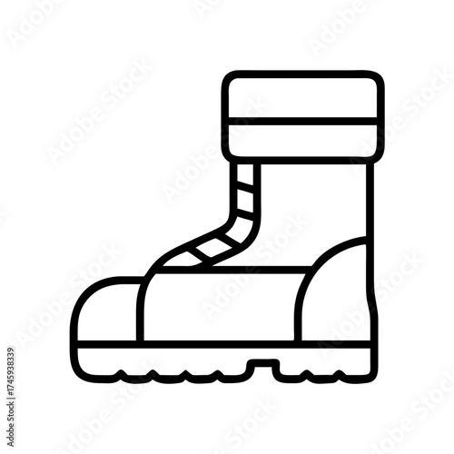 Illustration of a sturdy hiking boot, , perfect for outdoor adventures and representing durability and reliability