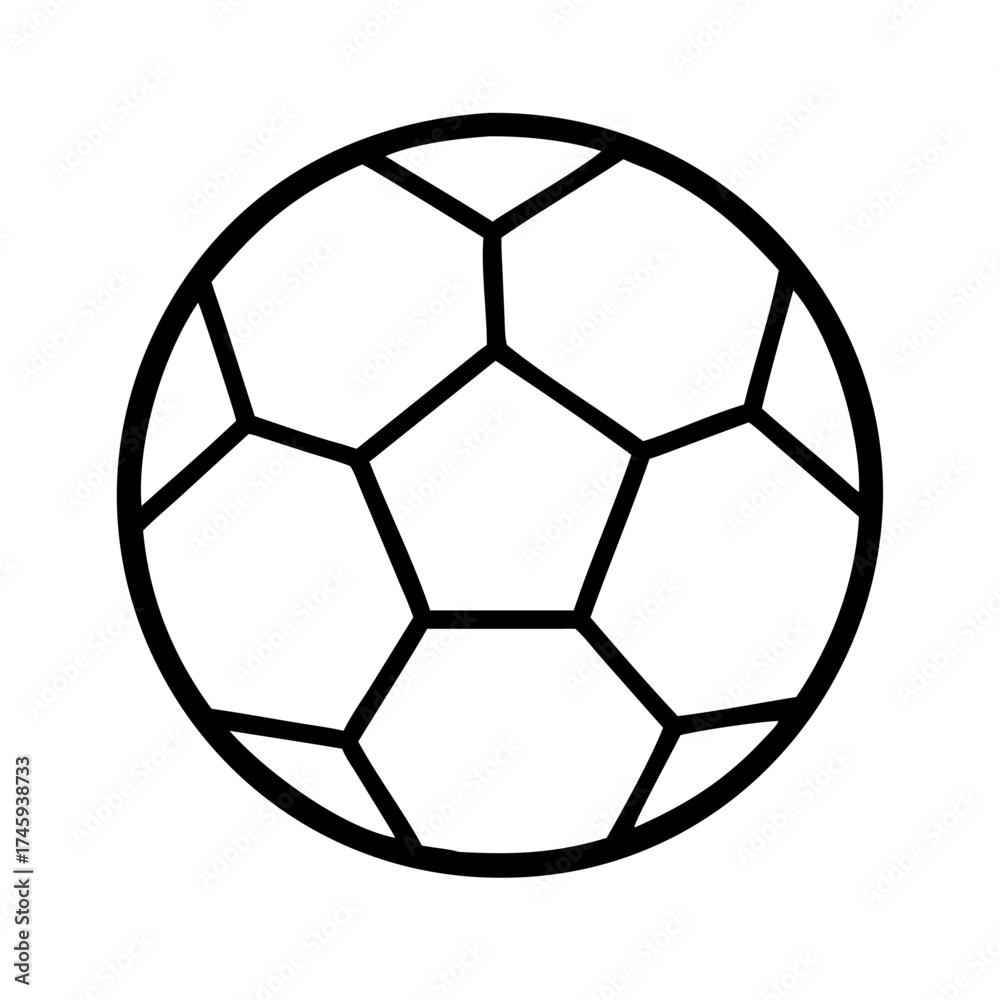 Fototapeta premium Vector art of a simple black and white line drawing of a soccer ball, perfect for sportsthemed designs and educational materials