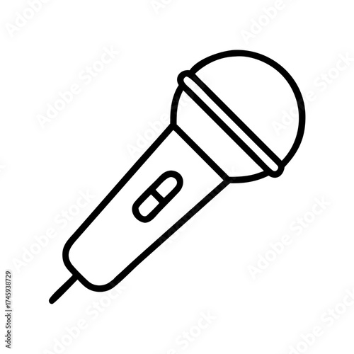 Vector art of microphone icon is a transducer that converts sound into an electrical signal for recording or amplification