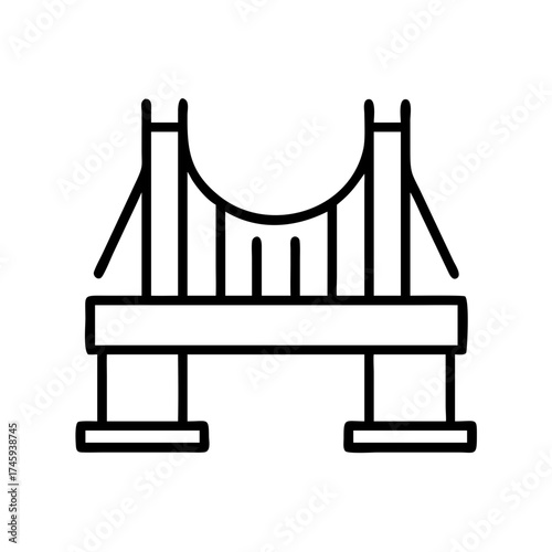 Vector art of iconic golden gate bridge, a symbol of connection and architectural marvel, rendered as a clean and modern line drawing