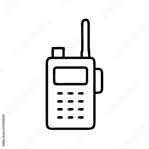 Vector art of walkietalkie outline, a portable twoway radio transceiver for communication over short distances, simple line drawing