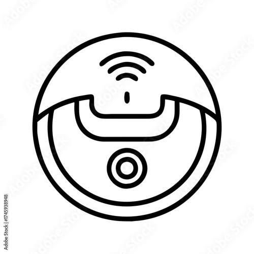 Vector art of robot vacuum cleaner line icon smart cleaning device with wireless connection for home automation and efficiency