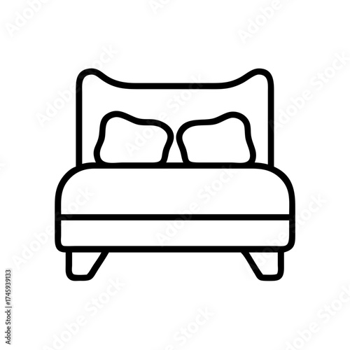 Vector art of modern bed with pillows, a cozy and inviting piece of furniture for a restful nights sleep in a minimalist style