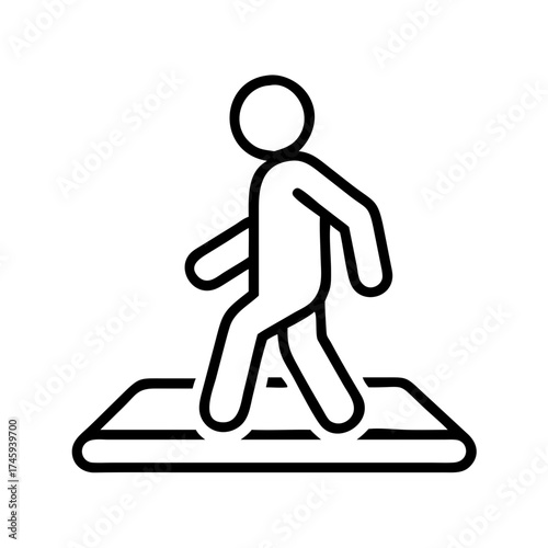 Vector art of person walking on a treadmill, exercising and staying fit a simple line drawing of a stick figure on a machine