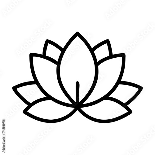 Vector art of simple lotus flower, representing peace, tranquility, and spiritual awakening in various eastern philosophies