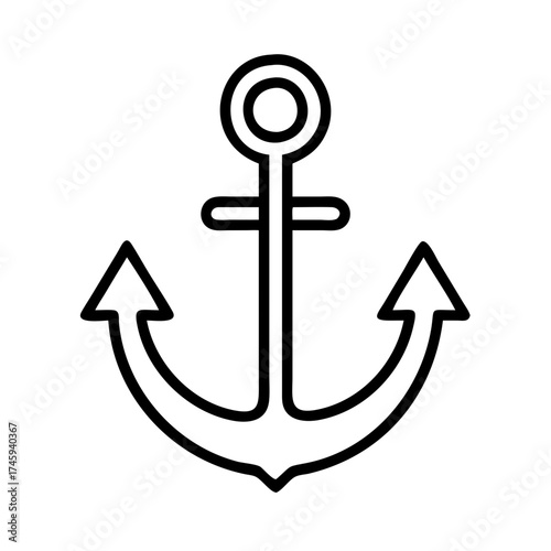 Illustration of an anchor, a heavy object used to secure a ship or boat to the seabed or riverbed