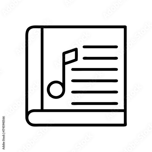 Vector art of music book icon sheet music with note symbol musical education, song, melody, tune, sound, and concert concept