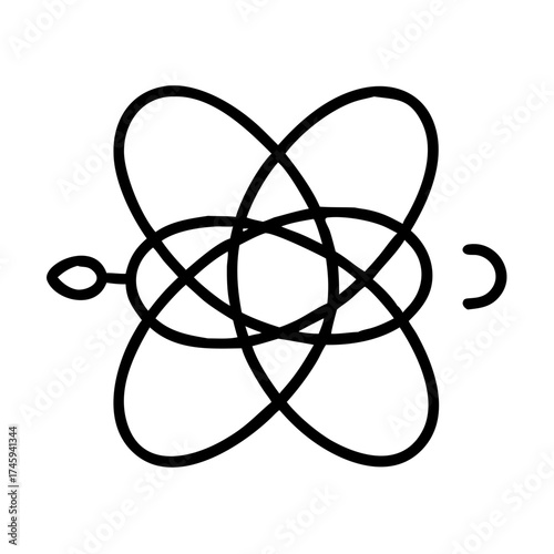 Vector art of abstract representation of a system with interconnected components and directional indicators, , suggesting a dynamic equilibrium