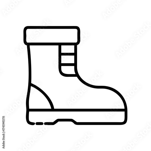 Vector art of a single boot icon, symbolizing footwear, protection, and outdoor activities in a simple and modern design