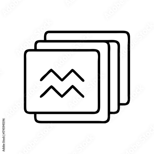 Vector art of stack of images or documents with a wavy line symbol data storage and organization concept for digital files