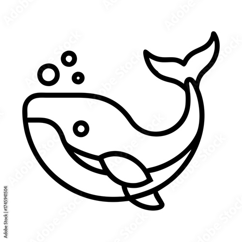 Vector art of whale blowing bubbles illustration, a playful marine mammal enjoying the ocean, ideal for educational and decorative purposes
