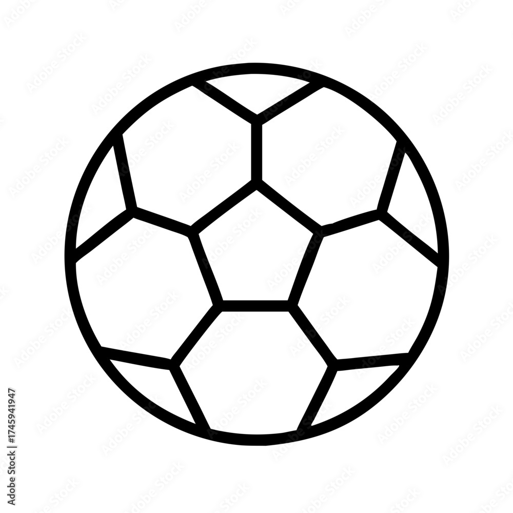Fototapeta premium Vector art of a classic soccer ball with a pattern of hexagons and pentagons, a simple line drawing of a football