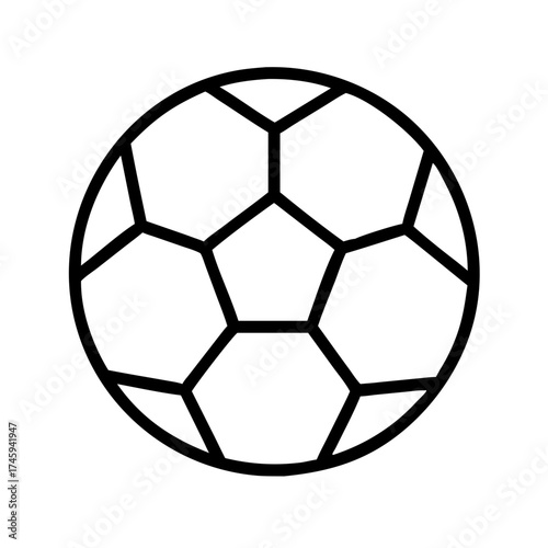 Vector art of a classic soccer ball with a pattern of hexagons and pentagons, a simple line drawing of a football