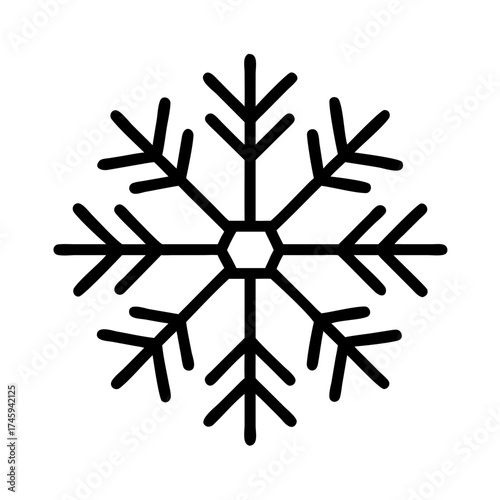 Vector art of elegant snowflake icon a geometric and symmetrical design, ideal for winter projects and seasonal decorations