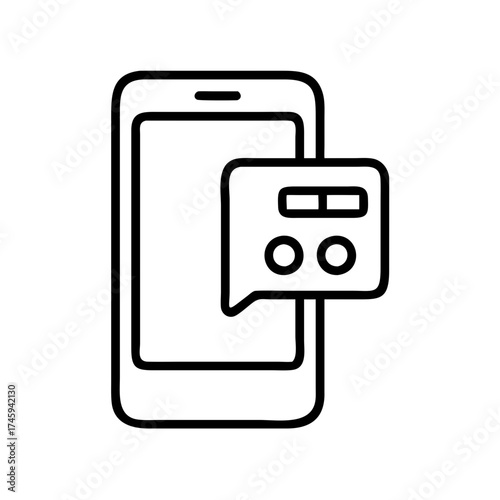 Vector art of smartphone with speech bubble containing pills modern mobile phone with medicine reminder health and technology concept