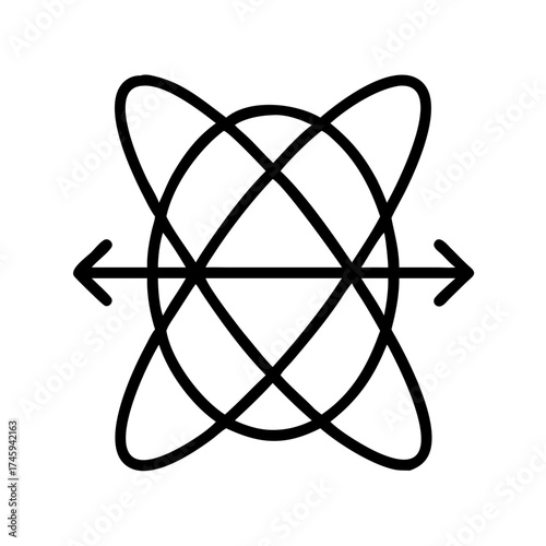 Vector art of abstract depiction of interconnected orbits, symbolizing motion, connection, and the dynamic nature of systems and relationships