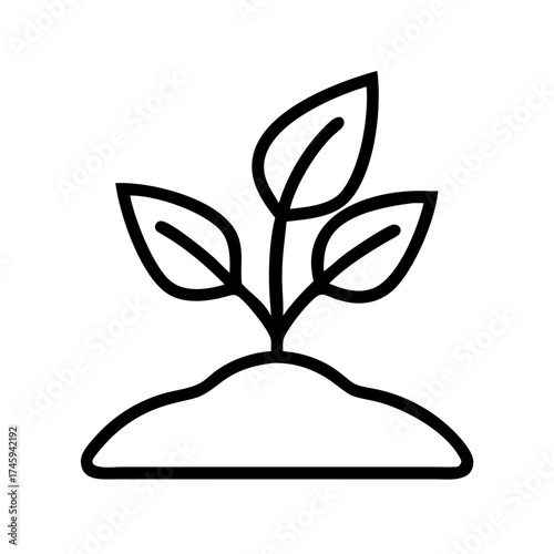 Vector art of seedling growing from soil a young plant with three leaves, symbolizing new beginnings, growth, and environmental awareness