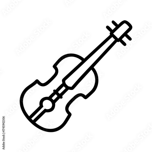 Vector art of black and white illustration of a violin, perfect for musicthemed designs and educational materials about string instruments